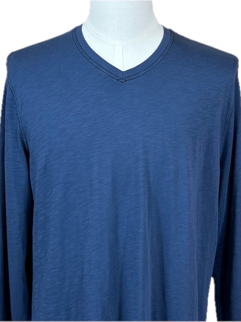 Robert Barakett New Navy Blue Cotton Long Sleeve V-Neck Shirt Size Xl — image 4 of 8